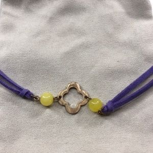 Leather Purple/Gold Necklace